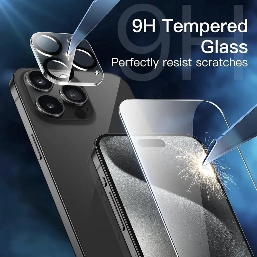 5 in 1 Matte Case for iPhone 15 Pro Max with Screen Protector and Lens Protector